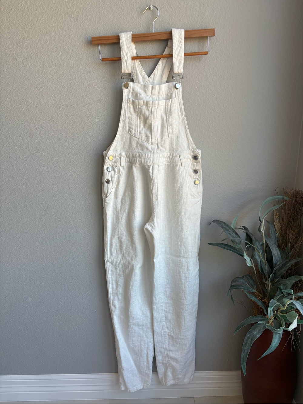12th Tribe Cream Women's Overalls - Relaxed Fit